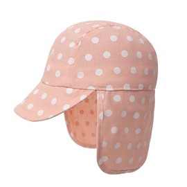Baby Girls Sun Hat 100% Cotton Flap Hat,Baby Toddler Infant Beach Hats with Neck Protection,Summer Beach Essentials for Baby Kids,Pink Dots,1-3 Years