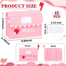 Libima 12 Pcs Valentine's Day Felt Mailbox with Flag for Gifts Exchange, Red Pink Valentine Felt Bag with 12 Cards 9.84 x 5.91 x 2.76 Inch Hanging Mailbox for Valentine Party Favor Supplies
