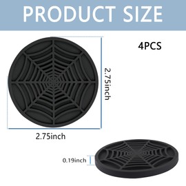 4PCS Silicone Car Coasters for Cup Holders,Spider Web Non-Slip Car Cup Coasters,Universal 2.75 Inch Car Cup Holder Coaster Car Interior Accessories for Car Truck SUV (Black)