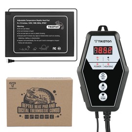 Tikaton Reptile Heating Pad and Digital Thermostat Combo Set, Under Tank Heater for 10-20gal/30-40gal Tank, Terrarium Heat Mat for Turtle/Snake/Lizard/Frog/Spider/Plant Box