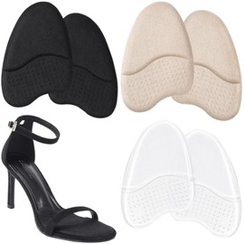 Toe Insoles 3 Colors 6 Pieces High Heel Insoles Footsole Protective Pads Shoe Size Adjustment Cushioning Shock Absorbing Pressure Distribution Anti-Slip Toe Insoles
