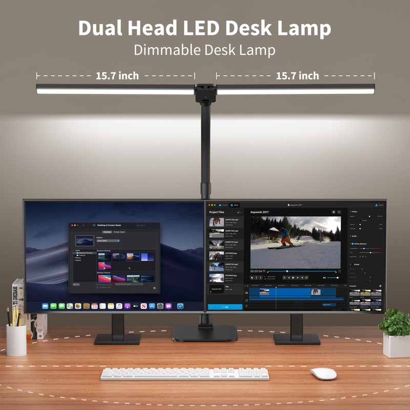 Kaulsoue Desk Lamp Architect Task Dual Head Modern Flexible Gooseneck