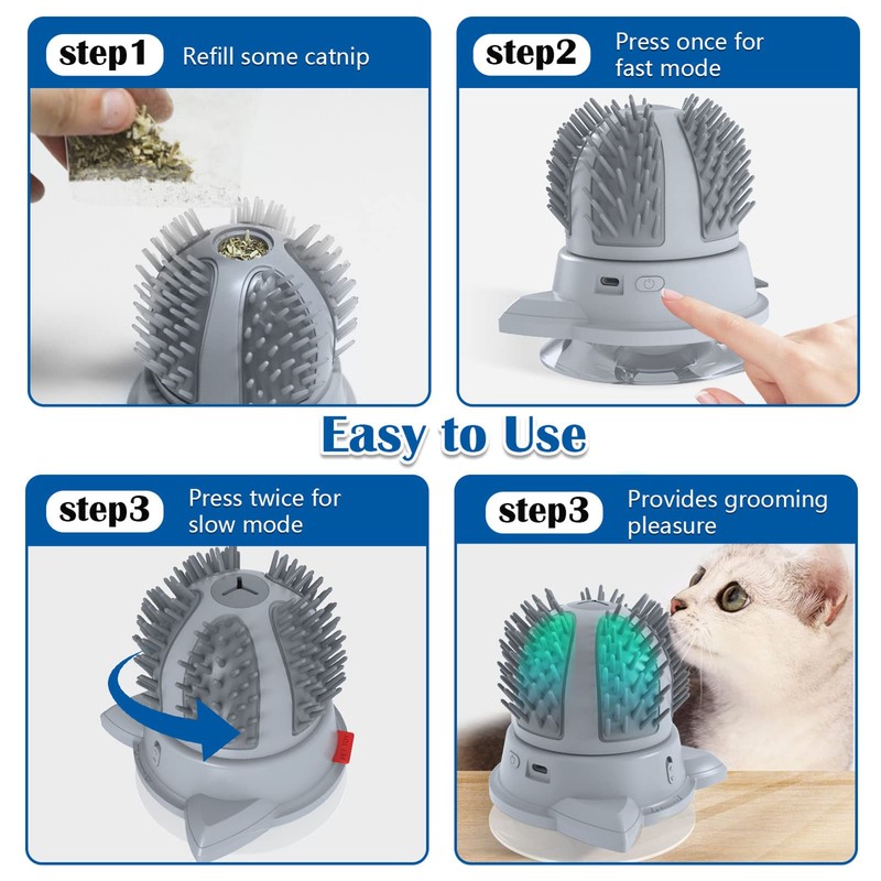 Automatic Cat Self Groomer with 2 Speed Rotating Brush, Smart