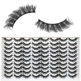KSYOO False Eyelashes 40 Pairs 3D Fluffy Lashes Pack Bulk Wholesale Strip Lashes