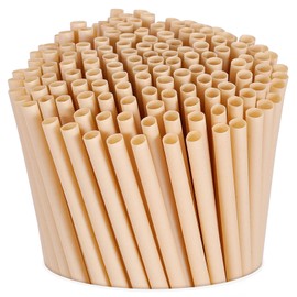 [200 Pcs] Biodegradable Compostable Disposable Sugarcane Straws - 8.25 Inch Plastic Free Drinking Straws for Juice Coffee Cocktail Tea