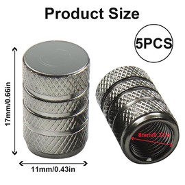 Ruayia Valve Caps Car 5 Pieces, Car Valve Cap Aluminium Metal with Seal for Stable Tyre Pressure, Car Valve Cap Valve Cover Tyre Valve Caps Car SUV Motorcycle – Dark Grey