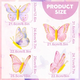 SUNBEAUTY 10 PCS Pink Glitter Butterfly Decorations Butterfly Birthday Party Decorations Butterfly Baby Shower Decorations Butterfly Theme Party Supplies for Birthday Baby Shower Party Decor