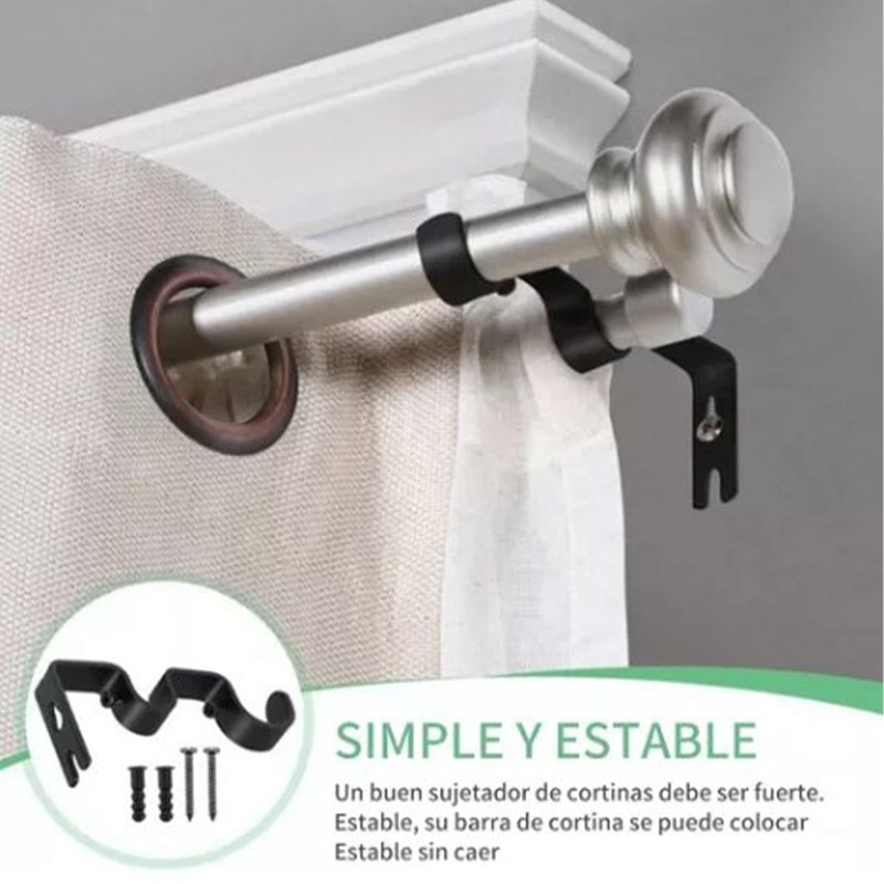 Black Curtain Rod Bracket, 3Pcs Double Curtain Rod Bracketsheavy Duty