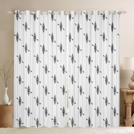 Lake Curtains for Bedroom Living Room for Kids Lake House Decor 30%-50% Blackout Curtains (2 Panels, 42 x 63 Inch) Lake Paddle Decor Darkening Drapes Decor Lake Cabin Decor White Window Treatments