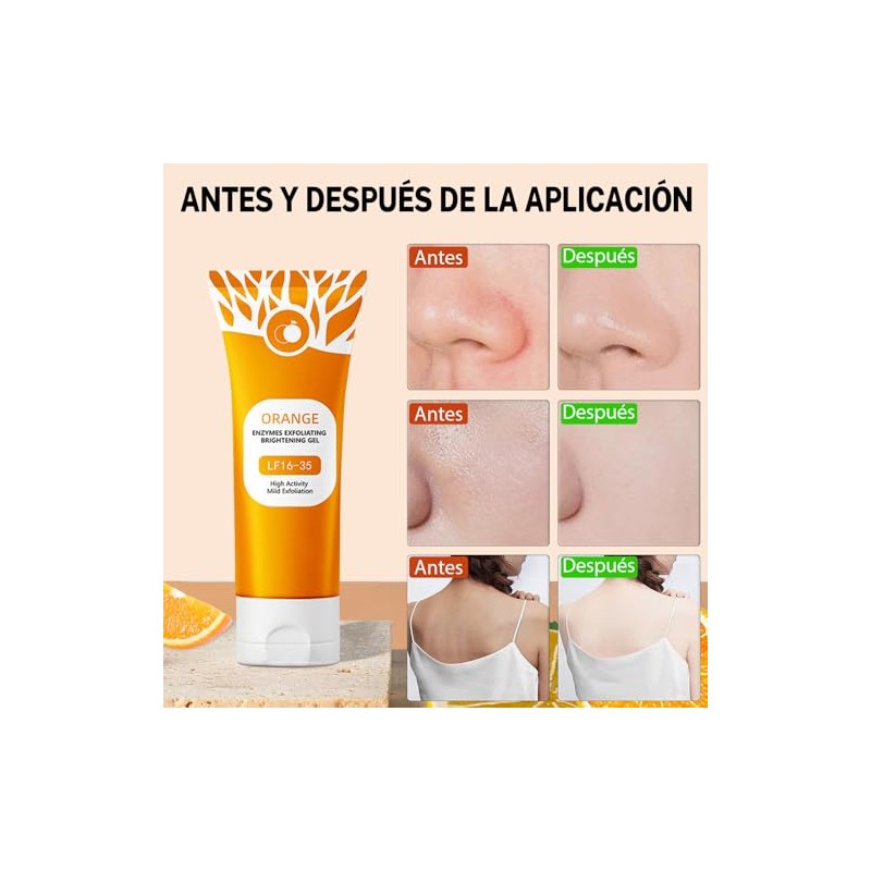 2PCS Orange Exfoliating Gel,Exfoliante Facial, Orange Exfoliating Gel Scrub