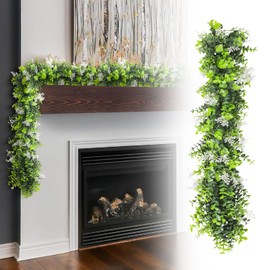 AwnPro - 2 guirnaldas artificiales de hojas verdes de vid de 20 pulgadas, plantas de follaje sintético para bodas, fiestas, jardín, hogar, oficina, decoración de pared (verde blanco)