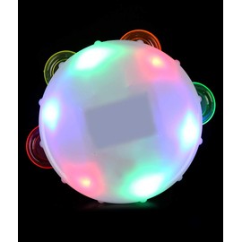 Fun Central LED Light Up Tambourine – Flashing Round Musical Instrument Toy for Kids, Toddlers, and Party Fun
