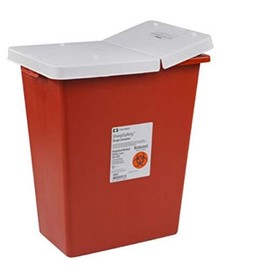 Covidien 8998 SharpSafety Sharps Container Gasketed Hinged Lid, 18 gal Capacity, Red (Pack of 5)