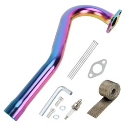 XIKOBY Mini Bike Center Rear Exit Exhaust Pipe Kit Compatible with Coleman CT100U CC100X Massimo MB100 F-RP GMB100 Rascal Lite Predator 79cc 98cc 99cc 3.0HP 154F Engine Parts Colorful