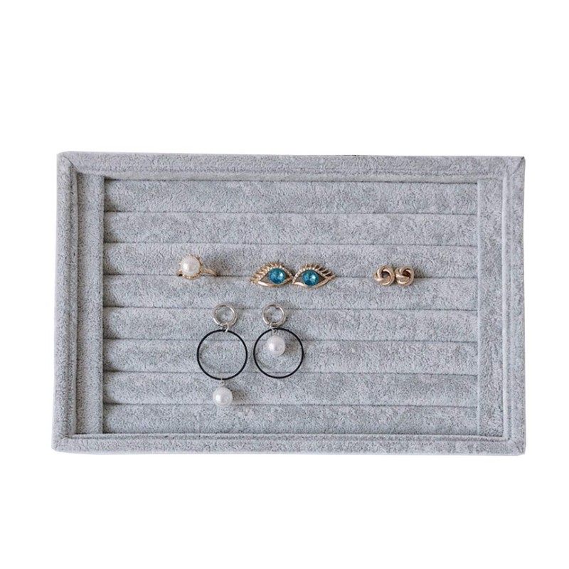 Tinsow Stackable 7 Slots Jewelry Rings Earrings Tray Velvet Showcase