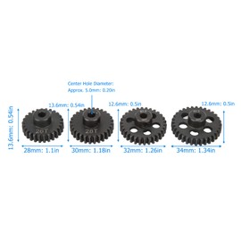 RiToEasysports RC Motor Gear, 26T 28T 30T 32T 25DP M1 5 mm Metal RC Motor Sprocket Set RC Accessories for 1/8 RC Cars