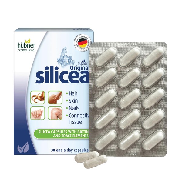 Hübner Original Silicea Gel One a Day Capsules for Hair, Skin, Nails, and Connective Tissue, Pure Colloidal Silica Gel Formula, No Additives or Preservatives, 30 Servings