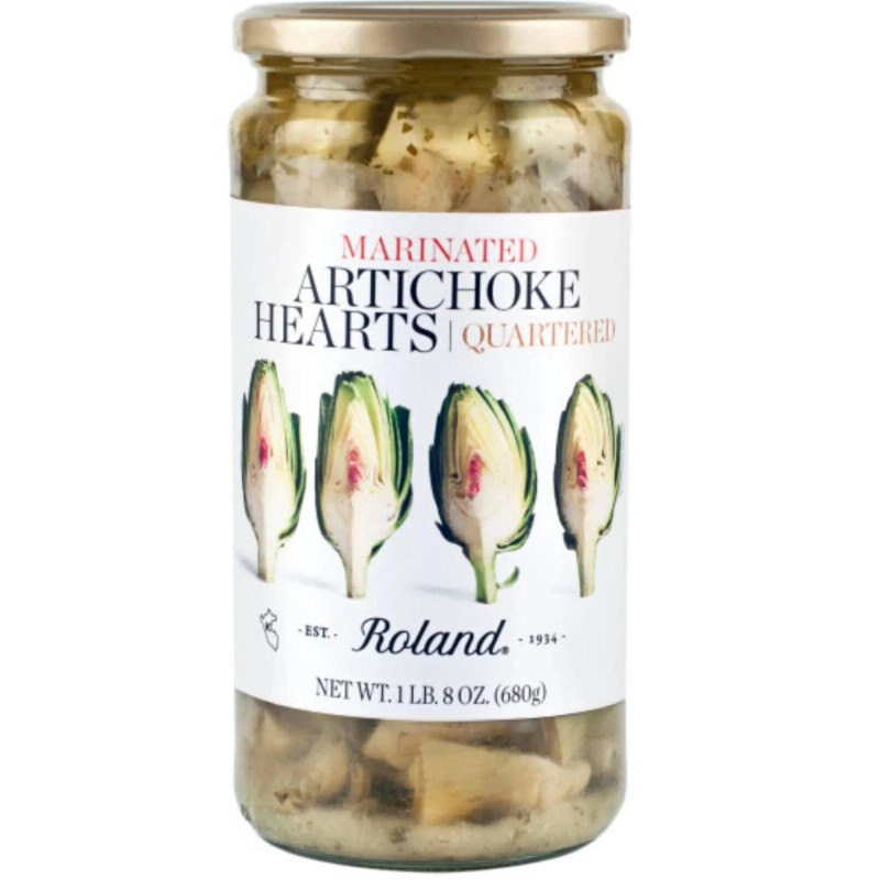 Roland Quartered Marinated Artichoke Hearts 2 Glass Jars 24oz/1lb 8oz