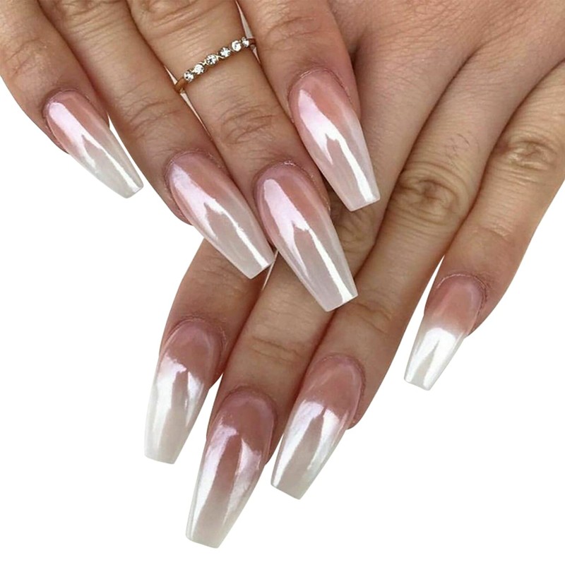 Magic White Pearl Chrome Nail Powder Solid Glitter Fairy Shell