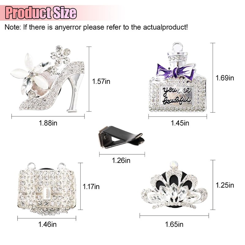 UHANBUT 4PCS Bling Car Air Freshener Vent Clip, Crystal Rhinestone