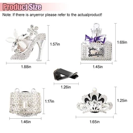 UHANBUT 4PCS Bling Car Air Freshener Vent Clip, Crystal Rhinestone Heels Bag Crown Perfume Bottle Dashboard Air Vent Trim Clips, Car Interior Outlet Diffuser Decoration Accessory for Women (Silver)