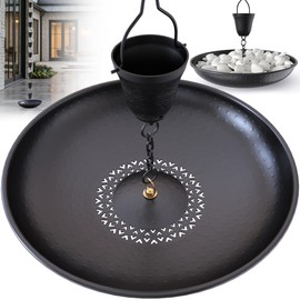 Rain Chains Direct - 15.25” (inches) Hammered Rain Chain Anchoring Basin with Drain to Prevent Standing Water and Soil Erosion