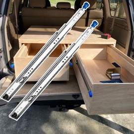 Heavy Duty Drawer Slides with Lock, 32 Inch, 150 lb Load Capacity, Side Mount, Full Extension, Ball Bearing, Cabinet Locking Rail, Tool Box Runner, 1 Pair