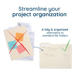 25 Blue Summit Supplies Manilla Folders, 8.5" x 11", Letter Size, 1/3 Cut Tab, with Notes, Great for Organizing and Easy File Storage, 25 Pack