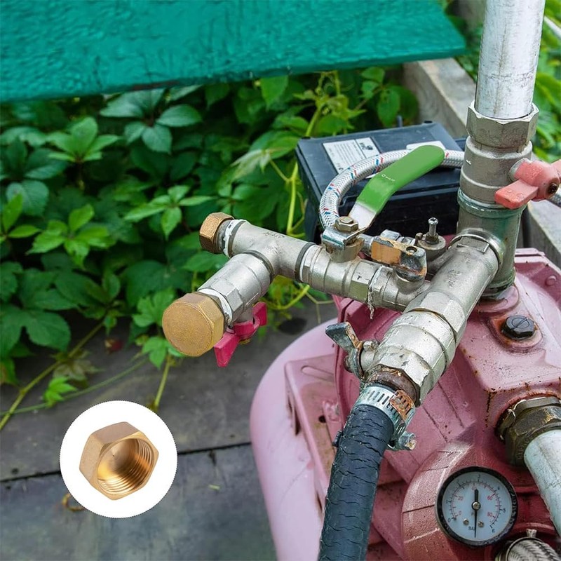 Voarge 6 Blanking Plugs, Brass Cap Hose Caps Hexagonal Drain