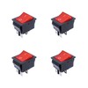 Rocker Switch,4 PCS ON OFF Switch 4 Terminals Red Light