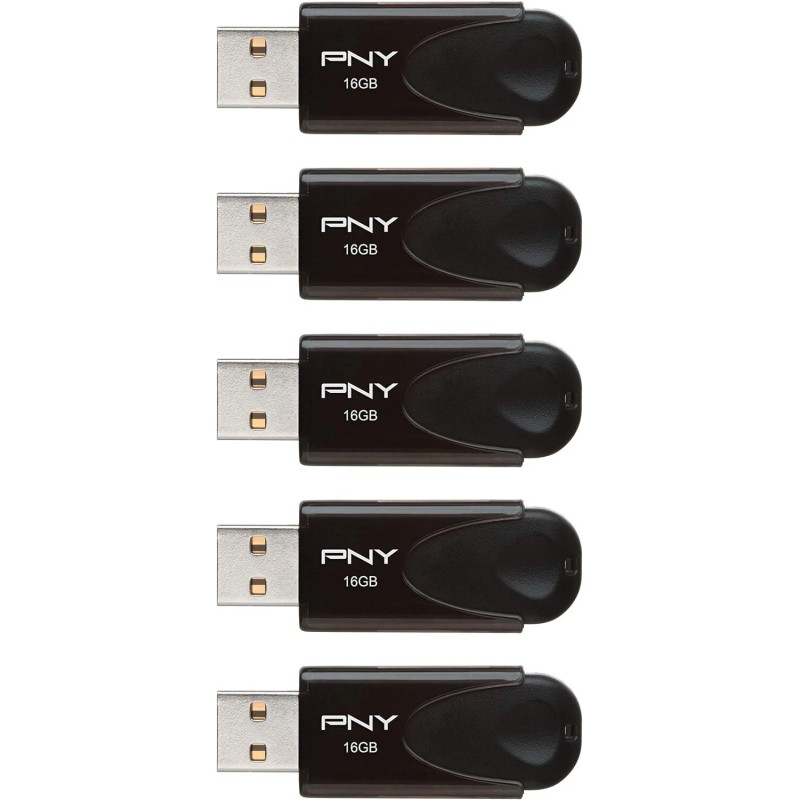 Pny 16Gb Attache 4 Usb 2.0 Flash Drive 5-Pack Personal