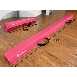 MARFULA 6 FT / 8 FT / 9 FT / 10 FT Balance Beam Folding Floor Gymnastics Equipment for Kids, Non Slip Base, Gymnastics Beam for Training Home Gym Use