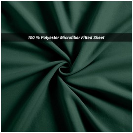 Microfiber Fitted Sheet Double - Plain Bed Sheets - Deep Pocket 10 inch (25cm) - Shrinkage, Fade & Wrinkle Resistant Bottom Sheet, Dark Green to Mattress (137x193 cm) - Machine Washable