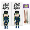 Winter Christmas Kitchen Towels Set: Embroidered Hall Deck and Nutcracker