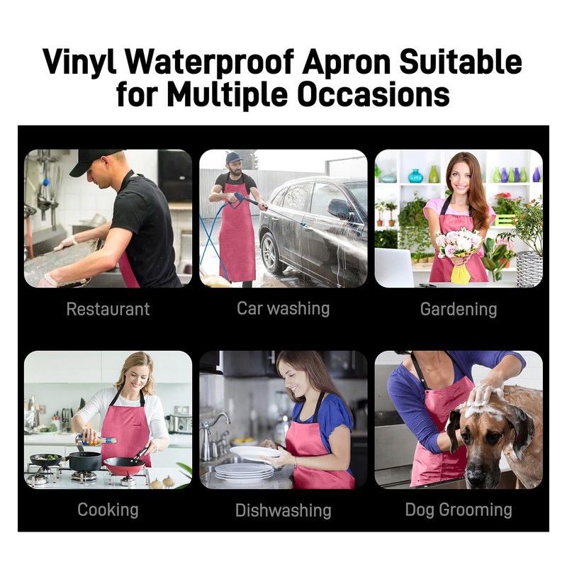 Vammcht Adjustable Bib Apron - Heavy Duty, Waterproof Plastic Apron