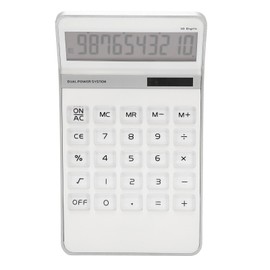 Calculator Solar Battery Powered Transparent Large Keys LCD Display Office Calculator White