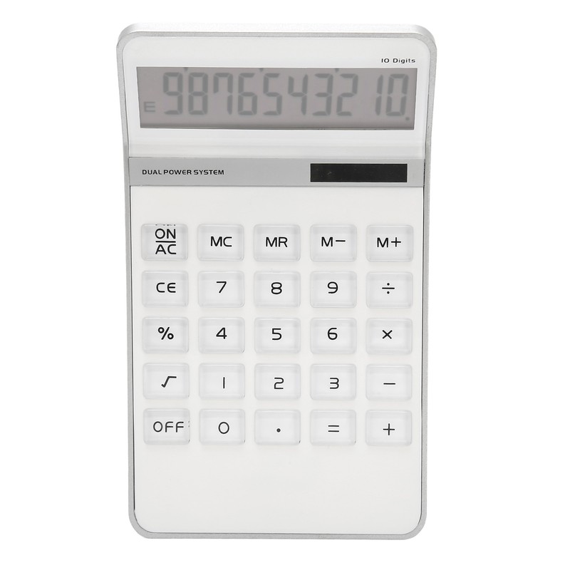 Calculator Solar Battery Powered Transparent Large Keys LCD Display Office