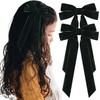 2PCS Velvet Hair Bows Green Hair Ribbon Clips Big Fall