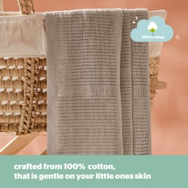 Silentnight Safe Nights Baby Blanket - Pack of 2 Soft 100% Cotton Cellular Baby Blanket for Newborn Ideal for Cot, Crib, Moses Basket and Pram - Baby Essentials - 2 Pack - Grey