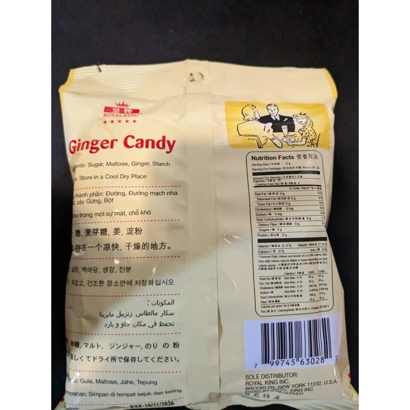 Royal King Ginger Candy Permen Jahe (Original) - 4.4oz (Pack