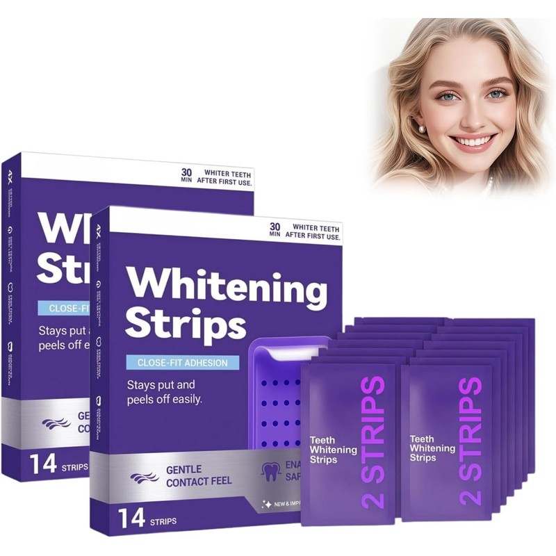 LUSCR Purple Teeth Whitening Strips, 7Pares-14 Tira Tiras Blanqueadoras De