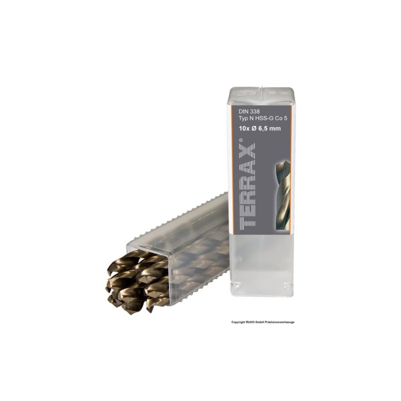 Ruko Terrax HSS-CO5 Spiral Drill Bits 6.5 mm Pack of