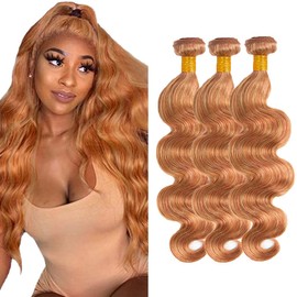 Blonde Human Hair Bundles Highlight Body Wave Bundles 18 18 18 Inch Same Length 3 Bundles Double Weft P27/30 Honey Blonde Hair Weave 300g