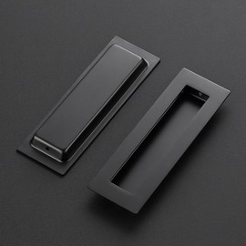 Ravinte Pack of 2 Black Cabinet Handles Sliding Door Handles Drawer Pulls Kitchen Cabinet Handles Finger Pulls Hardware for Kitchen Cabinets 150 mm Length