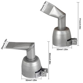 2PCS 20mm Angled Flat Welding Nozzle, 60/90 Degree Hot Air Heat Gun Welding Nozzle, Stainless Steel Gun Welding Nozzle, Gun Nozzle Weld Torch Accessories for PVC Plastic Sheet Hot Air Heat