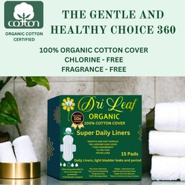Dri Leaf - Panty Liners for Women Extra Long - 9.6in X 3.1in - 2pk (30) Organic - Cotton Panty Liners for Women - with Wings - Light Incontinence and Light Period Days (30)