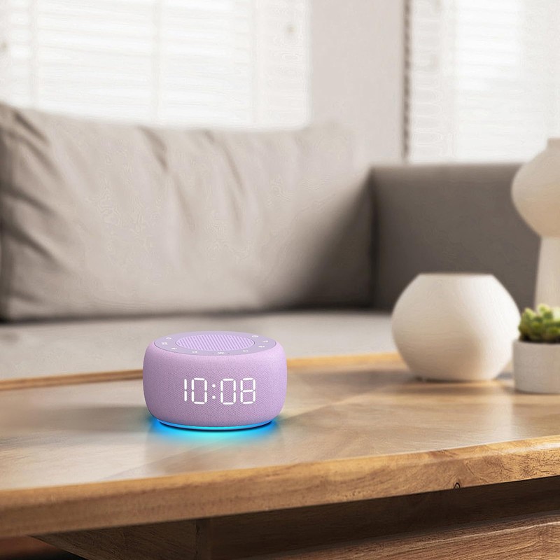 Buffbee Sound Machine & Alarm Clock 2-in-1, 0-100% Clock Face