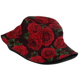 Red Rose Floral Bucket Hat Sun Beach Packable Fisherman Cap for Women Men Summer Outdoor Hiking