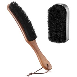 Patelai 2 Pcs Horsehair Felt Hat Brushes Horse Cleaning Kit Felt Hat Brushes with Sponge Cowboy Brush Removes Dust Fuzz and Lint for Shoes, Clothes Furniture Suits, Limpiador De Gorras(Walnut Color)