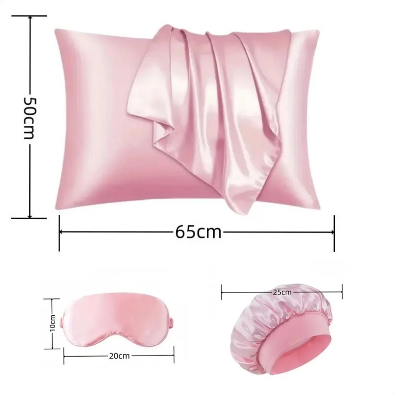 Set De Gorros De Dormir De Seda Satinada Con Rizador